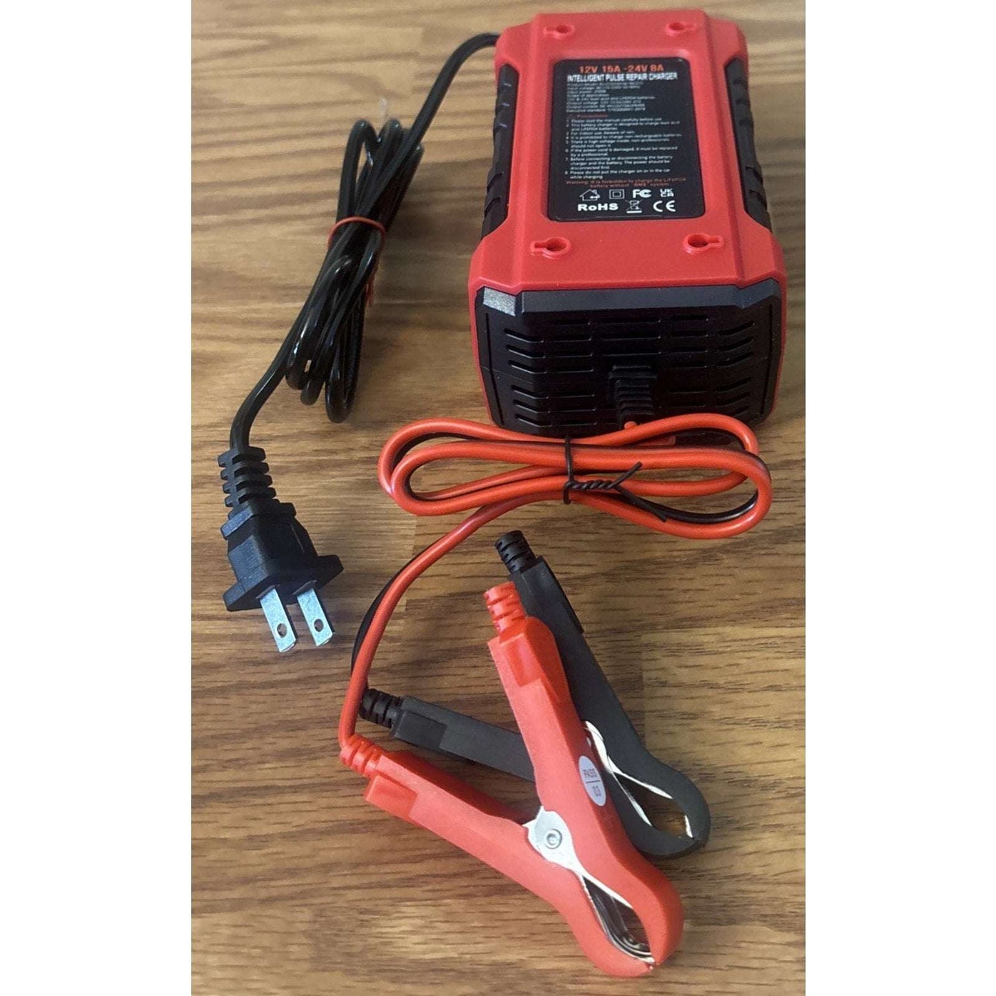 NEXPEAK 15A Smart Battery Charger 12V 24V 9 Stage Trickle LiFePO4 Car Truck Boat
