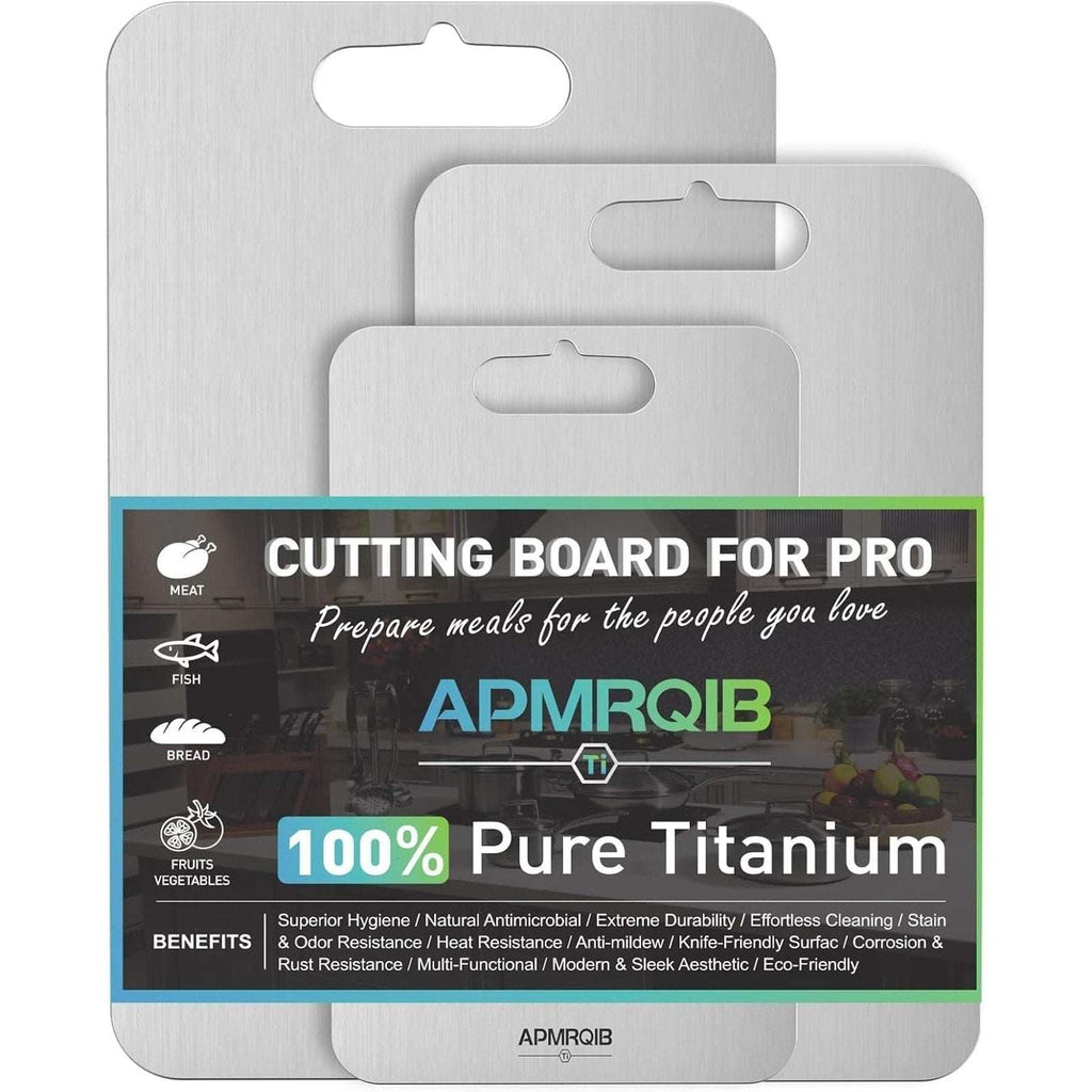 APMRQIB 3-Pack 100% Pure Titanium Cutting Boards Double Sided Dishwasher Safe