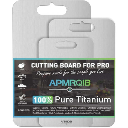 APMRQIB 3-Pack 100% Pure Titanium Cutting Boards Double Sided Dishwasher Safe