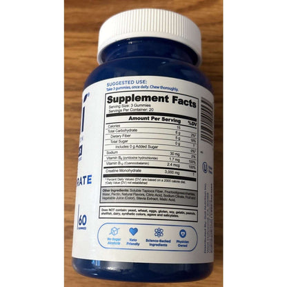 Goli Creatine Monohydrate Gummies 60 Count Zero Sugar Gluten-Free Exp 10/2027