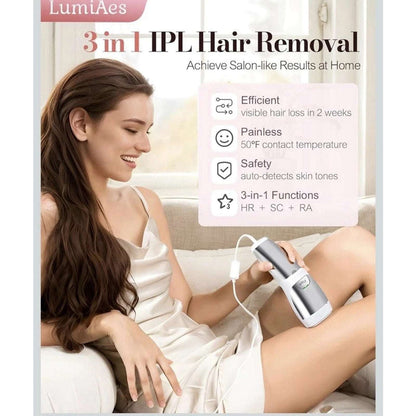 LumiAes IPL Laser Hair Removal Device, Ice-Cooling & Smart Skin Tone Recognition
