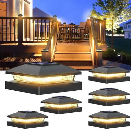 12 Pack Solar Post Cap Lights For 4x4 Outdoor Waterproof LED Deck Fence Black