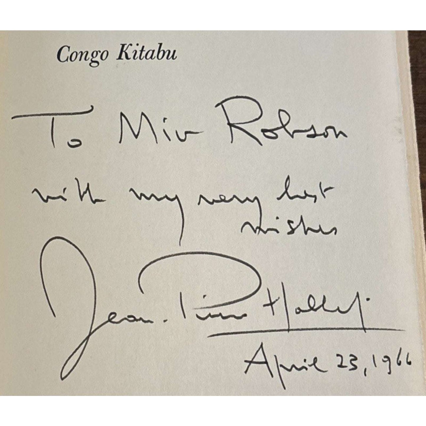 CONGO KITABU Jean-Pierre Hallet *SIGNED HC 1965 1st Edition, 3rd Printing Africa