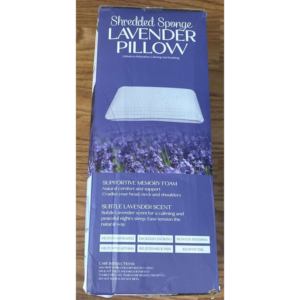 Lavender Infused Shredded Memory Foam Queen Bed Pillow Aromatic Calming Relaxing