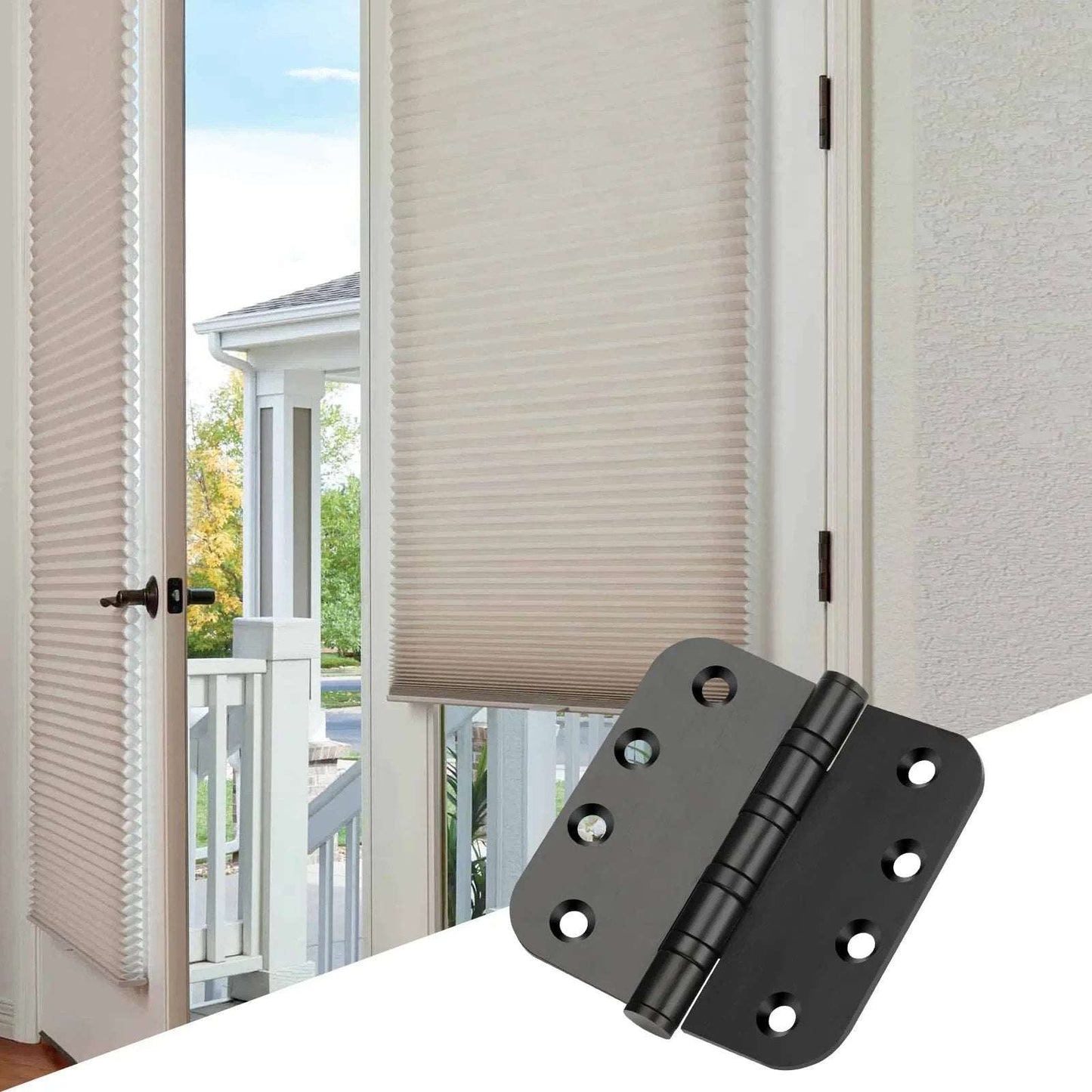 3Pk Stainless Steel Black Ball Bearing 4'' with 5/8'' Radius Corners Door Hinge