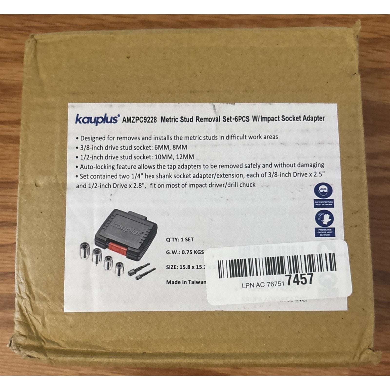 6PC METRIC Stud Remover Set 6mm 8mm 10mm 12mm w/ Impact Socket Adapter & Case