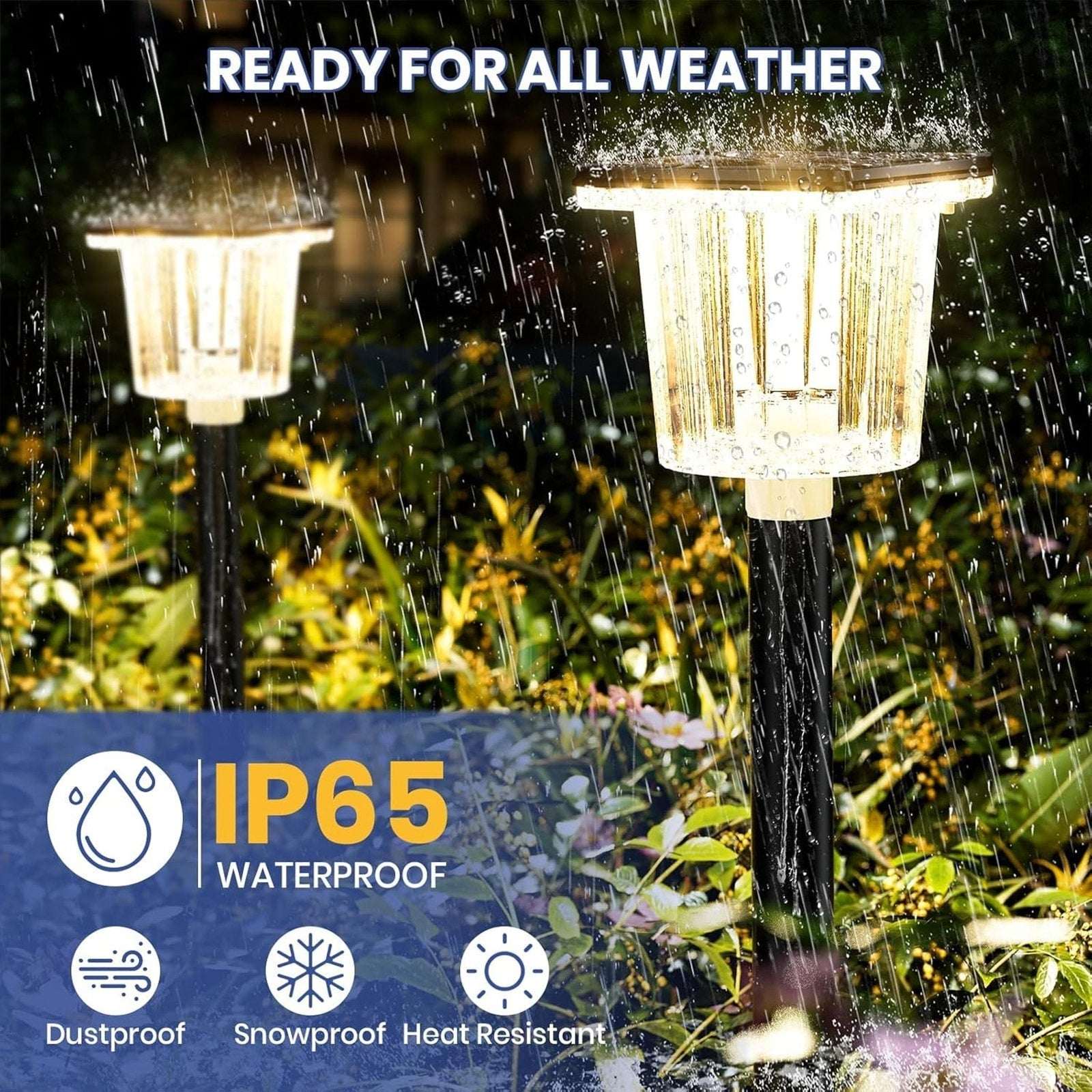 Solar Garden LED Lights Waterproof Landscape Pathway Warm & Cool 2-Color 8-Pack