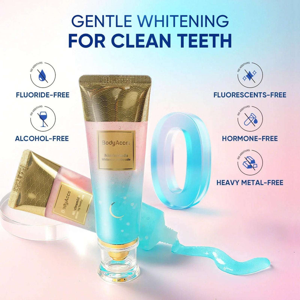 2 Tubes BodyAccel Niacinamide Fluoride-Free Whitening Toothpaste 3.5oz Exp 2028