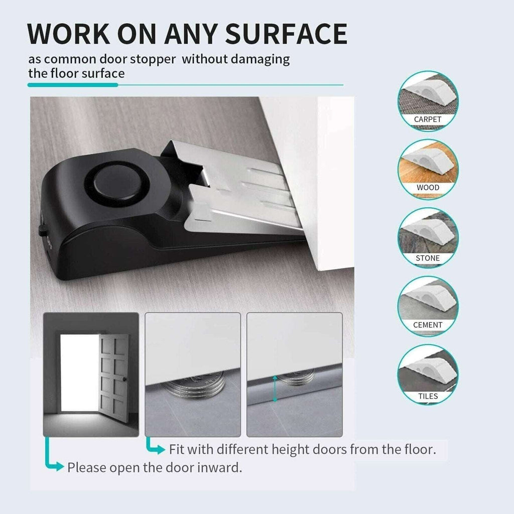 Wireless Travel Door Stop Alarm Portable Security Alert Wedge Stopper Hotel Safe
