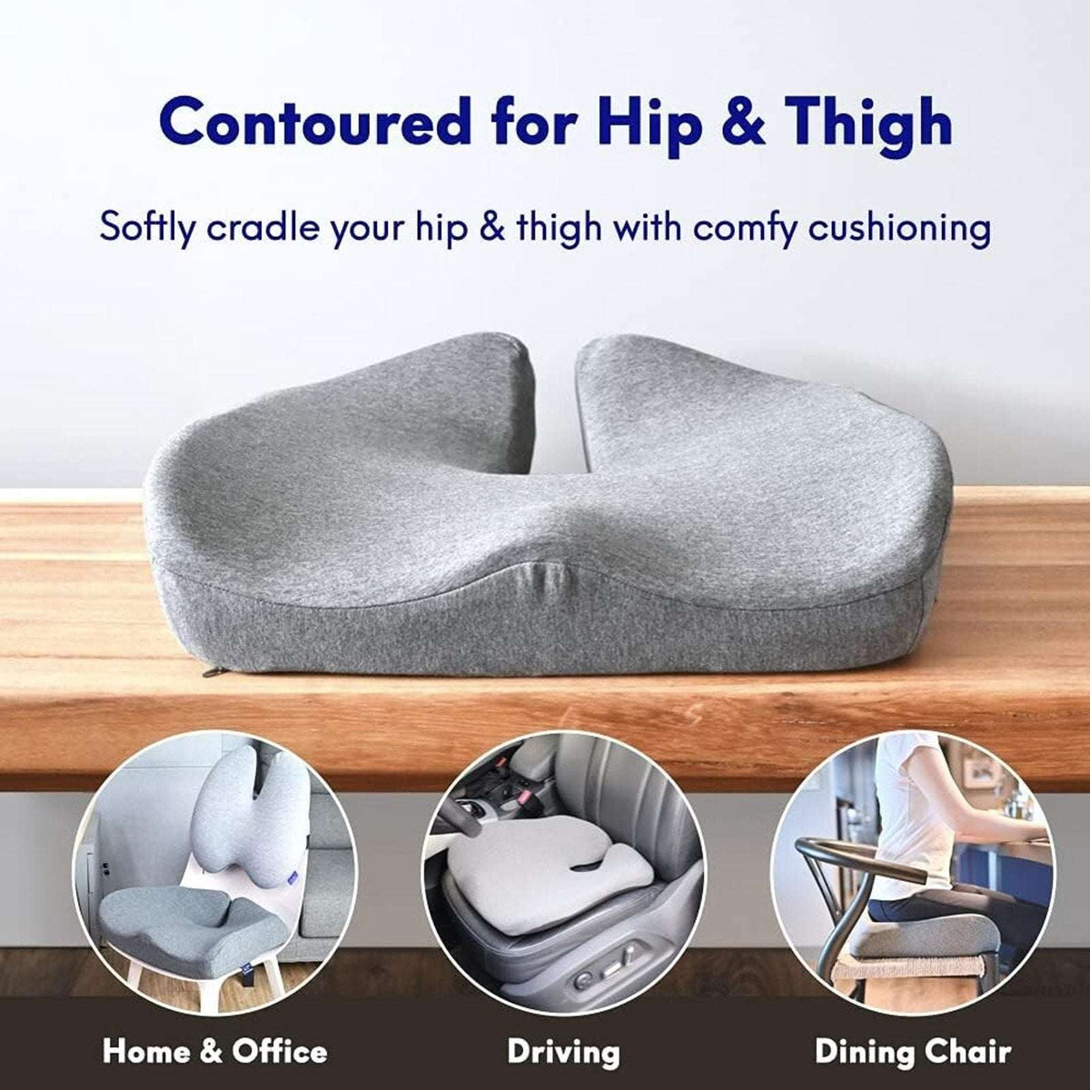 Cushion Lab Pressure Relief Seat Cushion Memory Foam Contoured Long Sitting Hour