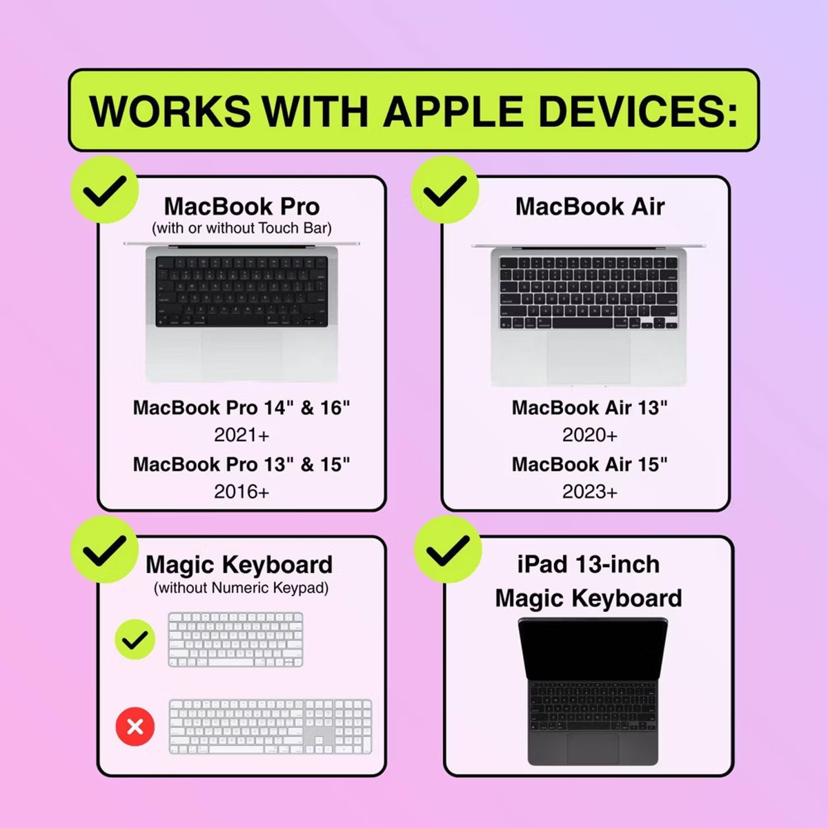 tippy type Long Nails Pink Keyboard Cover +Case for MacBook Air/Pro, Magic Keybo
