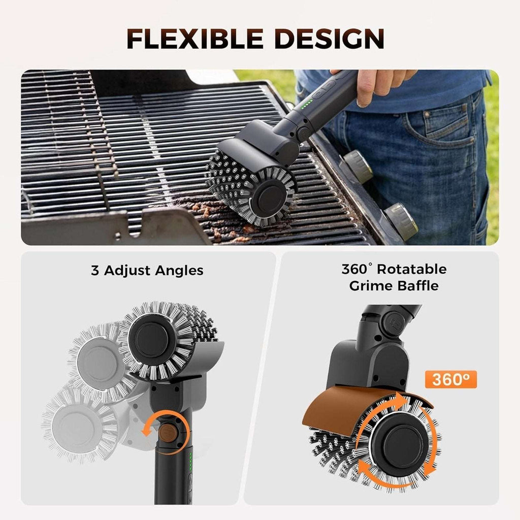 Leebein Electric Rotary Grill Brush 2026 BBQ Cleaner w/ 3 Heads 3 Speeds 480RPM