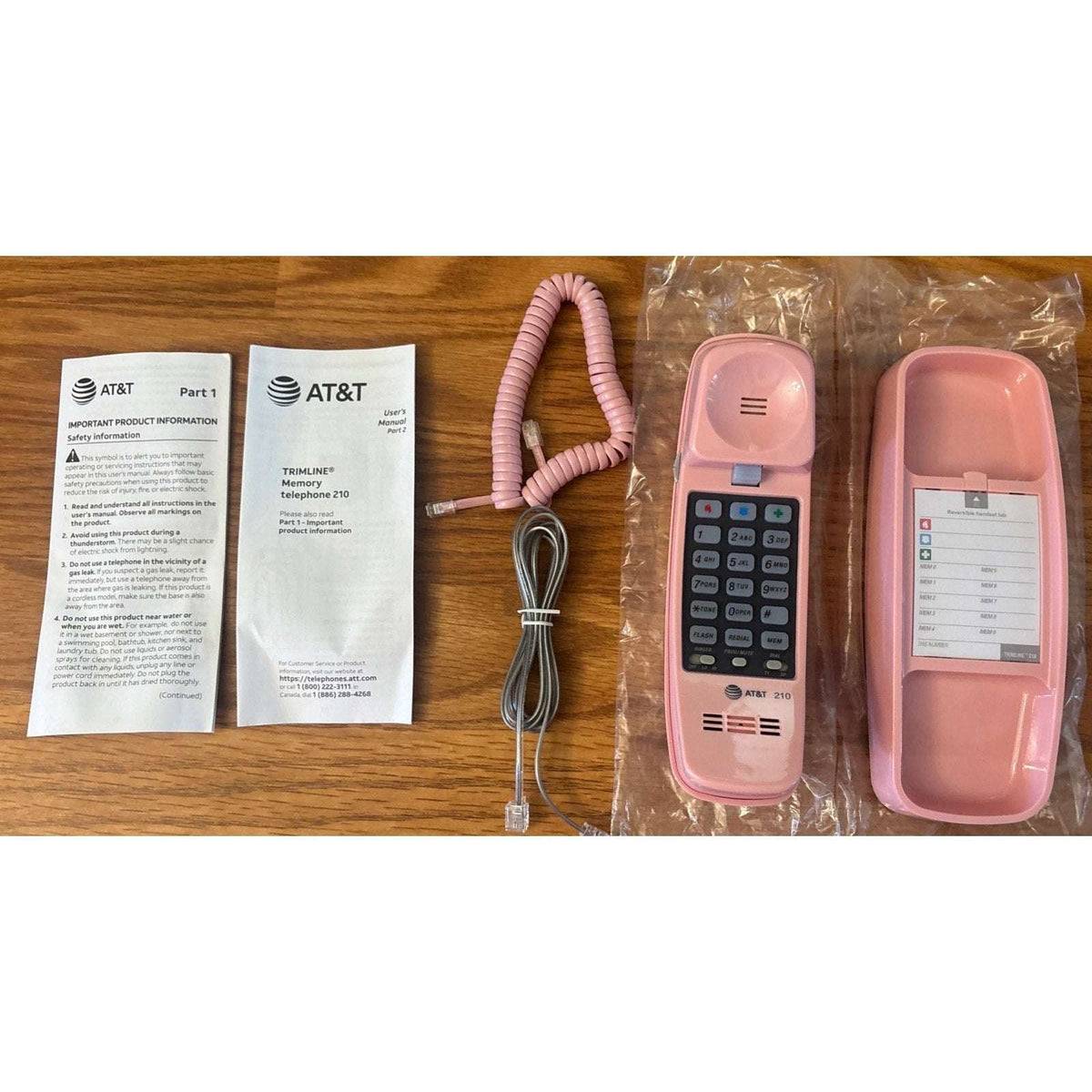 AT&T TRIMLINE 210 Retro Corded Home Phone, No AC Power Required, Pink