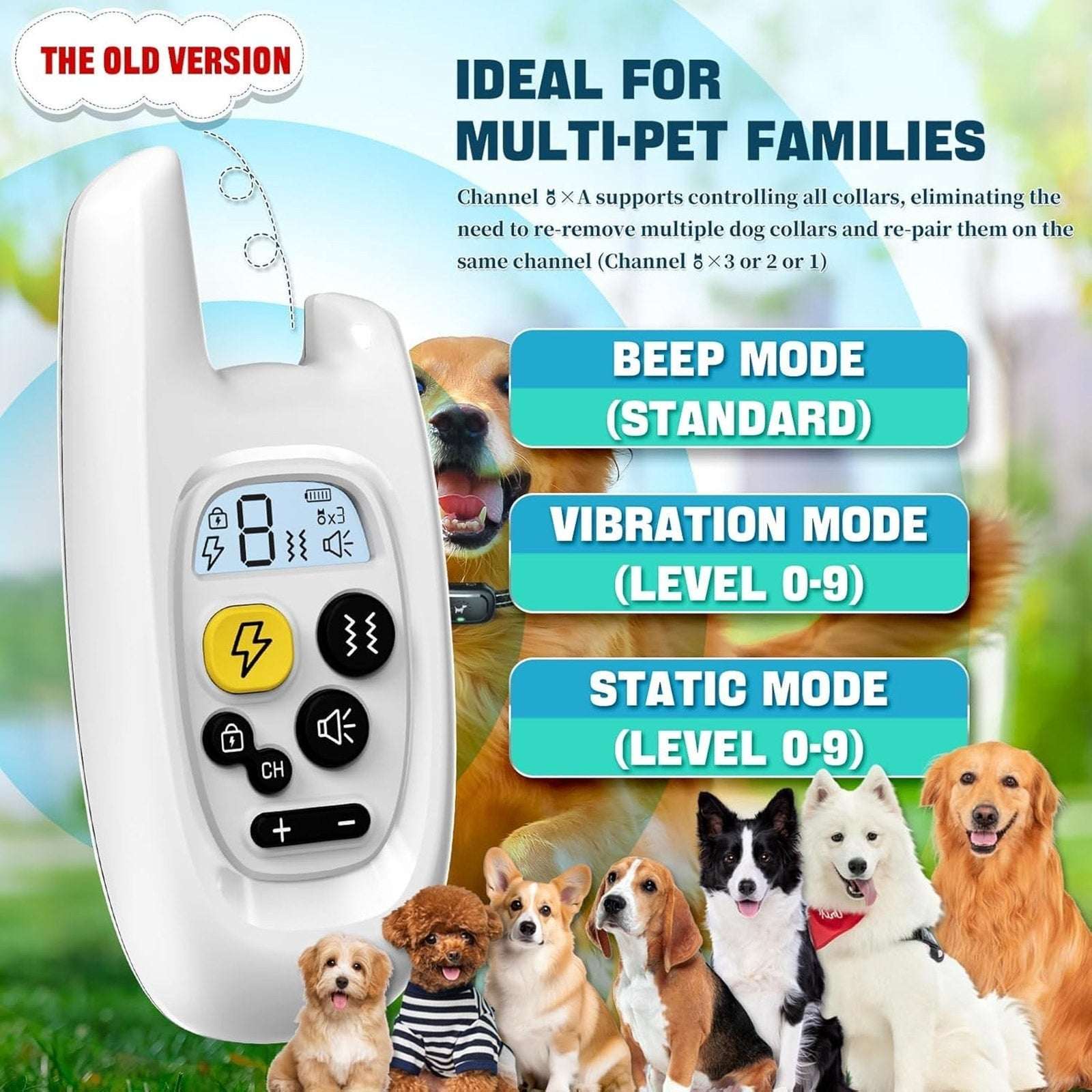 Upgraded Dog Training Collar with Remote - Beep, Vibration & Shock S, M & L Dogs