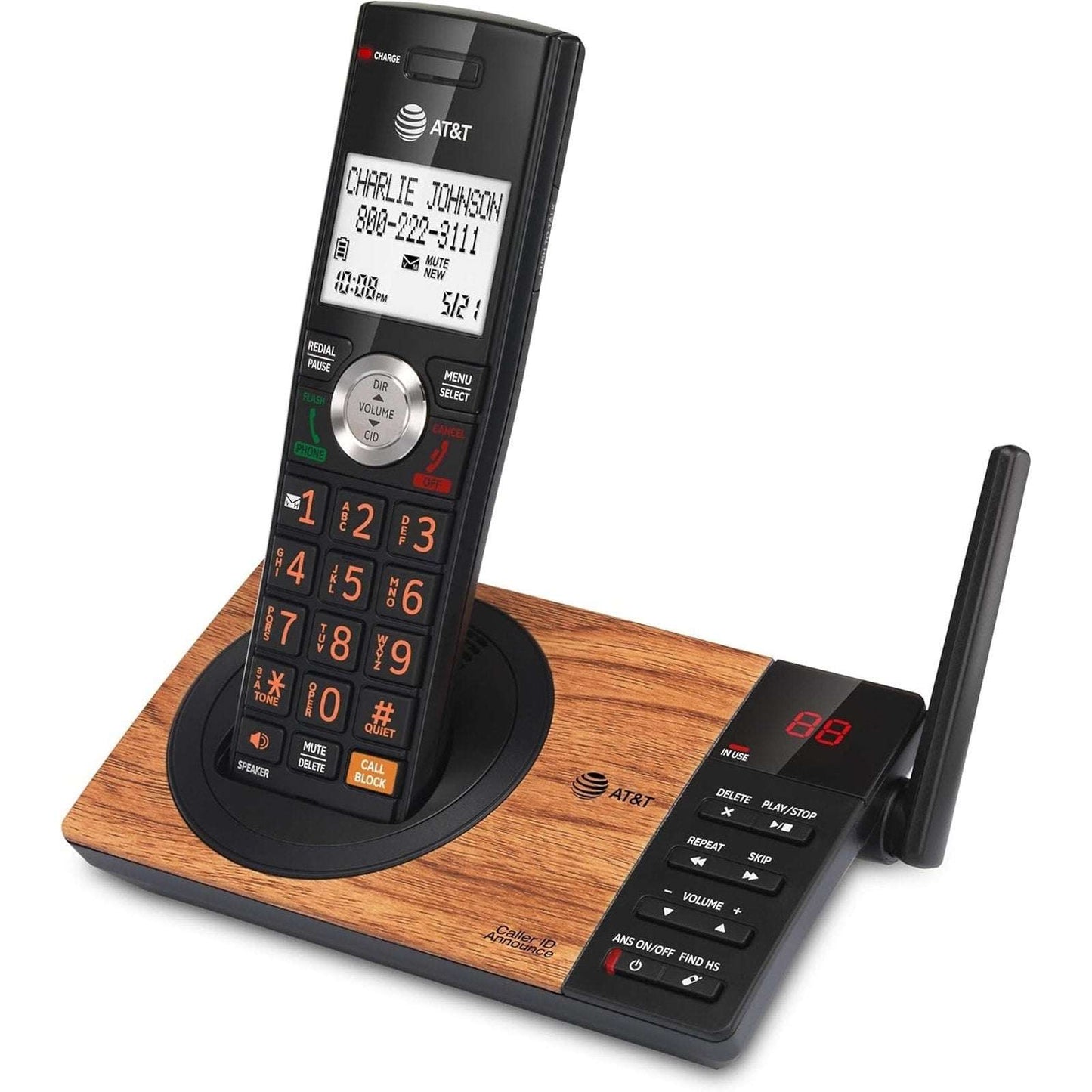 CL82167 DECT 6.0 Cordless Phone w/ Answering Machine, Call ID/Block Wood Grain