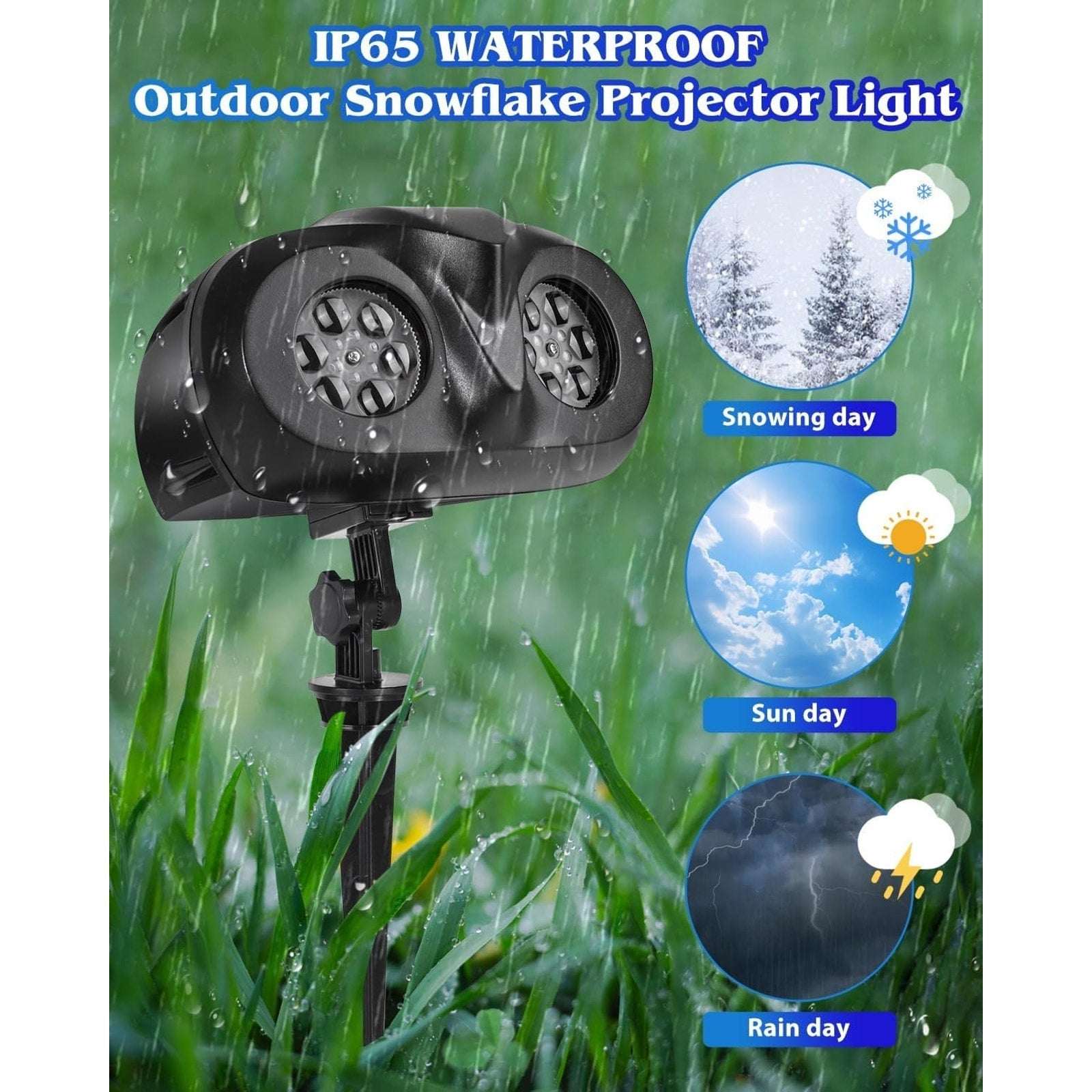 Christmas Snowflake Projector Outdoor Snowfall Landscape Spotlight with Remote