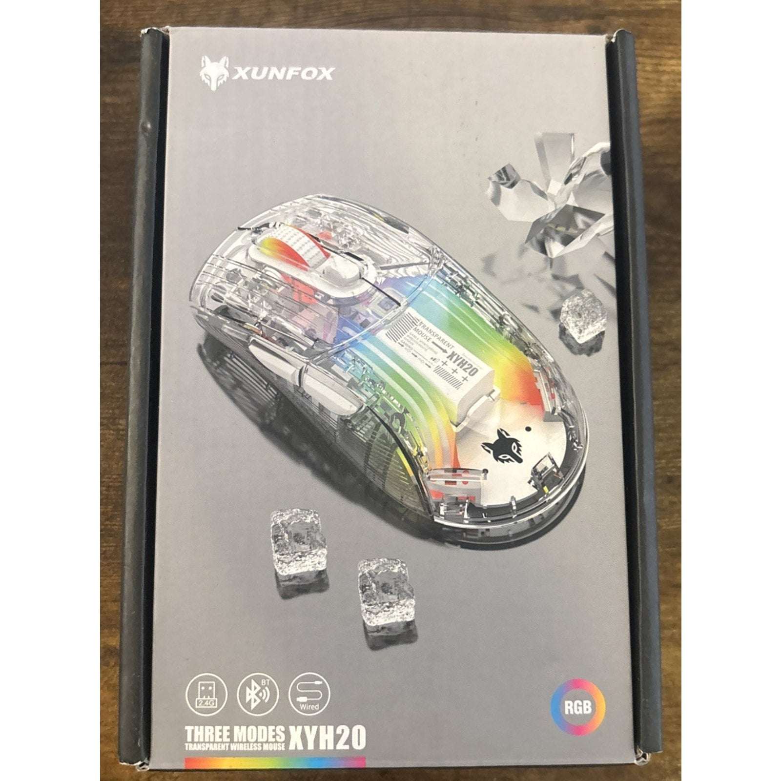Transparent RGB Bluetooth Wireless Gaming Mouse, Dual Mode USB Computer Mouse