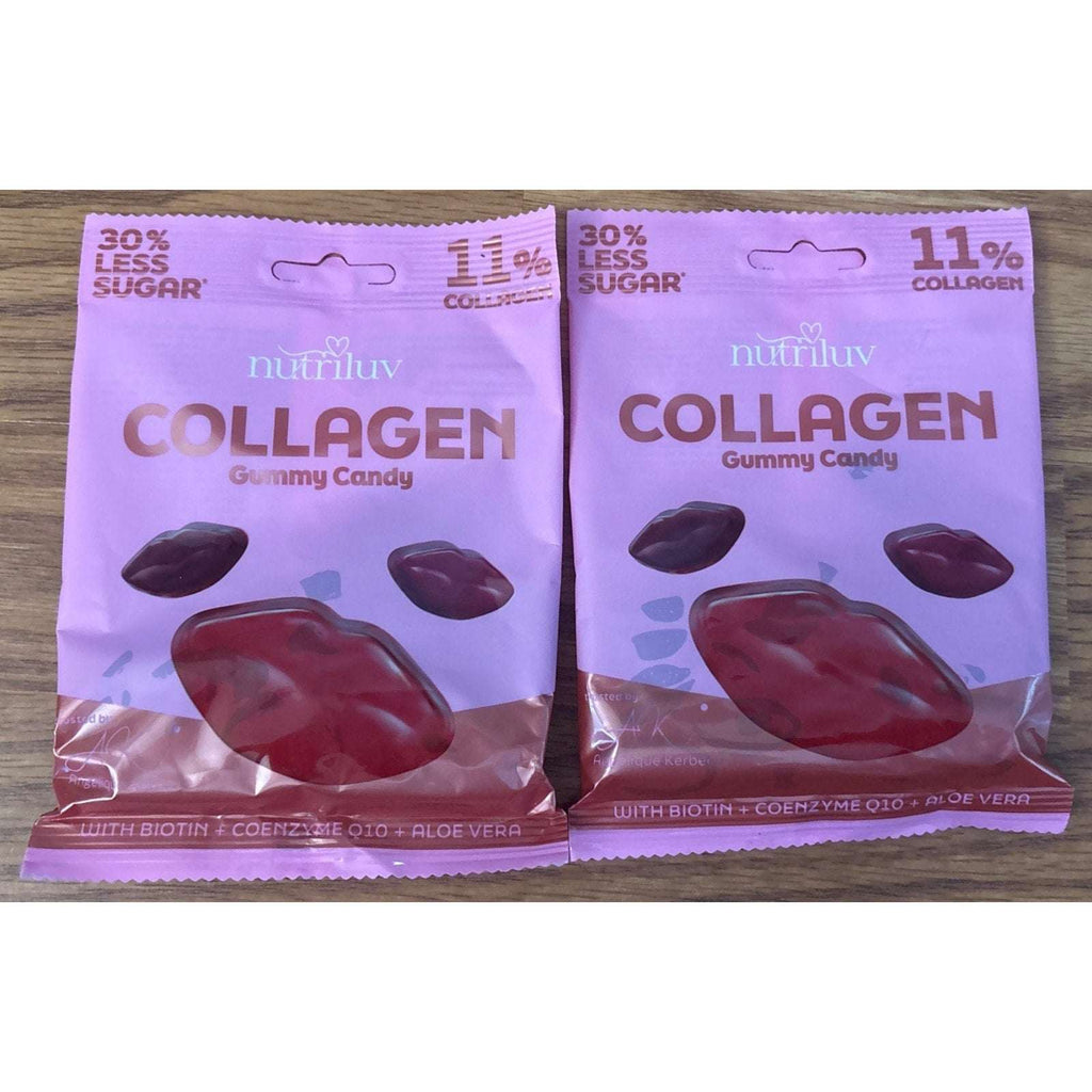 2x Nutriluv 11% COLLAGEN Gummy Candy 30% Less Sugar 2.65oz Each w/ Biotin, Aloe