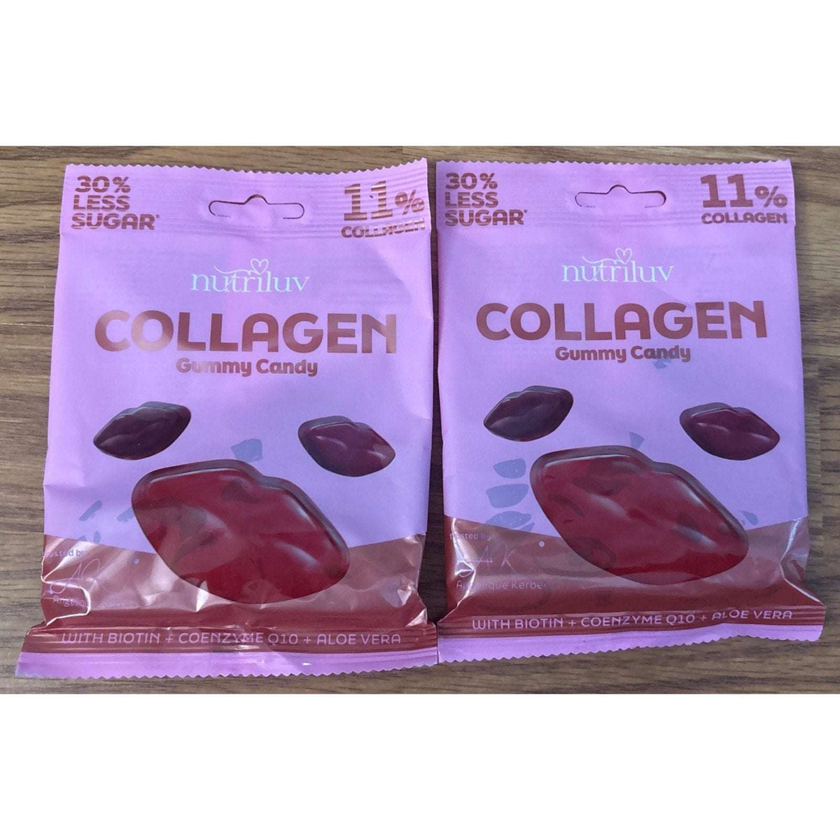 2x Nutriluv 11% COLLAGEN Gummy Candy 30% Less Sugar 2.65oz Each w/ Biotin, Aloe