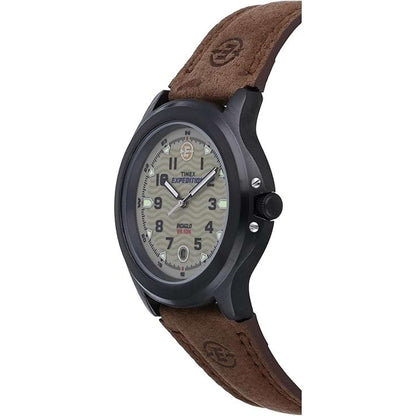 Timex T47012 Indiglo Expedition Metal Field Brown Leather Strap Watch WR50M 40MM