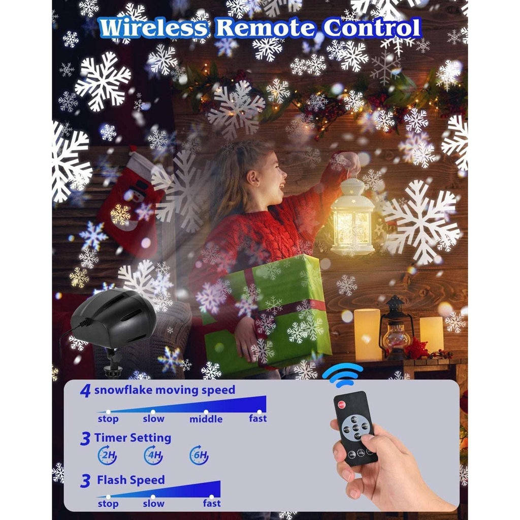 Christmas Snowflake Projector Outdoor Snowfall Landscape Spotlight with Remote