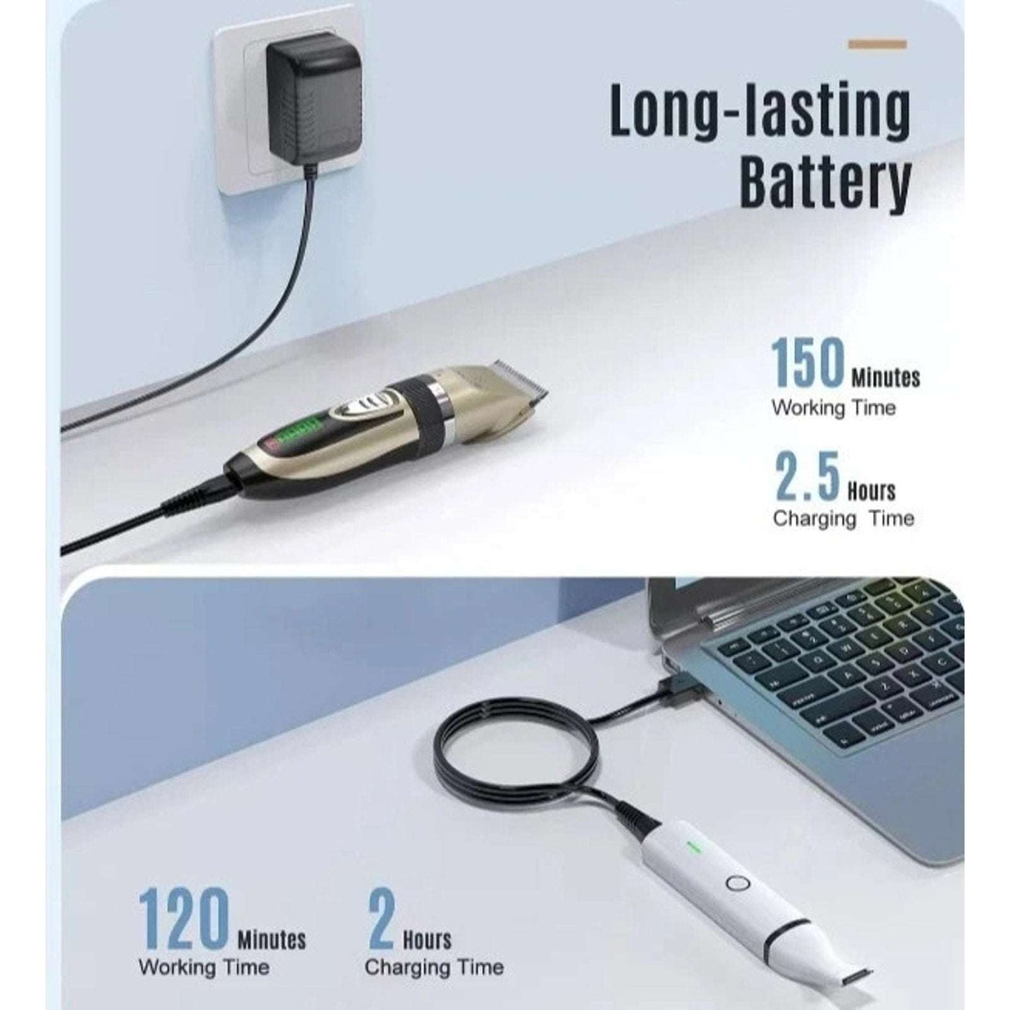 oneisall 2 in 1 Dog Cat Hair Clippers & Paw Trimmer Kit Low Noise Cordless X2+N5