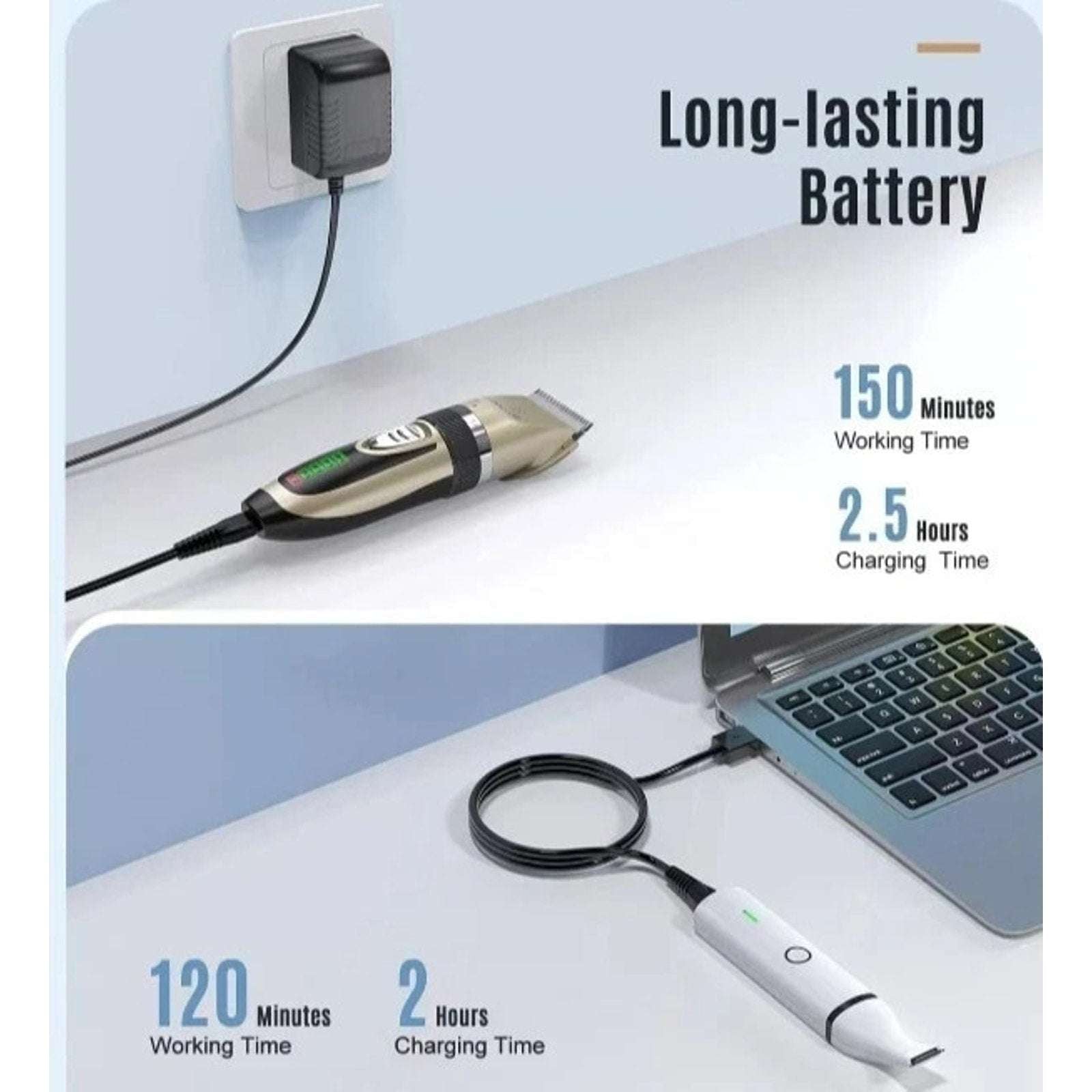 oneisall 2 in 1 Dog Cat Hair Clippers & Paw Trimmer Kit Low Noise Cordless X2+N5