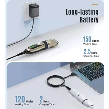 oneisall 2 in 1 Dog Cat Hair Clippers & Paw Trimmer Kit Low Noise Cordless X2+N5