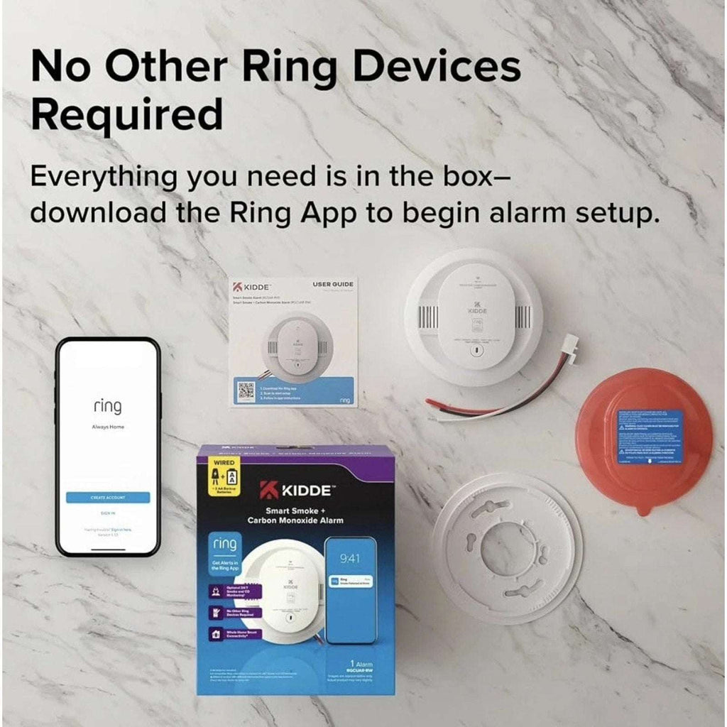 Kidde Ring Enabled Smart Smoke + Carbon Monoxide Alarm Detector Wired RGCUAR-RW