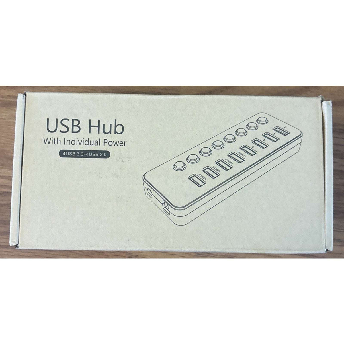 8-Port USB Hub Splitter 4 USB 3.0 Data Ports 4 Smart Charging Ports Ind Switches