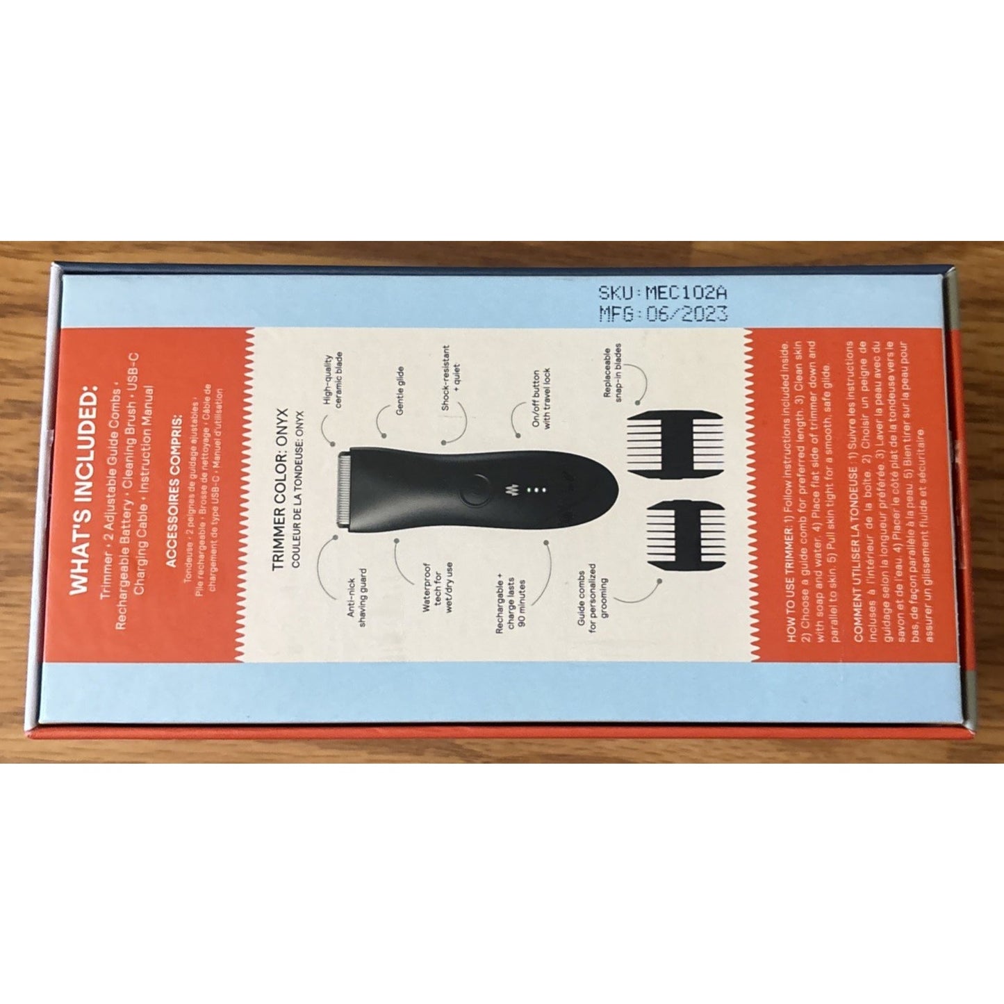 Meridian The Trimmer Whole Body Hair Trimmer Waterproof & Rechargeable in ONYX