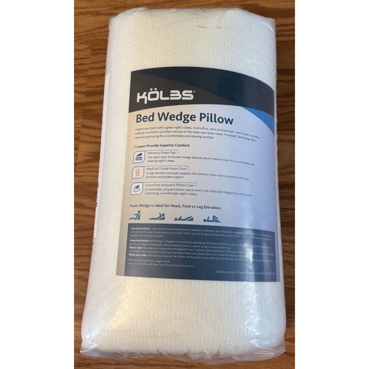 Kolbs Bed Wedge Pillow Memory Foam Sleep Apnea, Acid Reflux, Back Pain FSA Eligi
