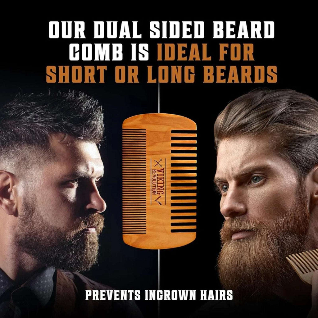 Viking Revolution Brush, Comb w/ Beard Wash & Conditioner Set Argan & Jojoba Oil