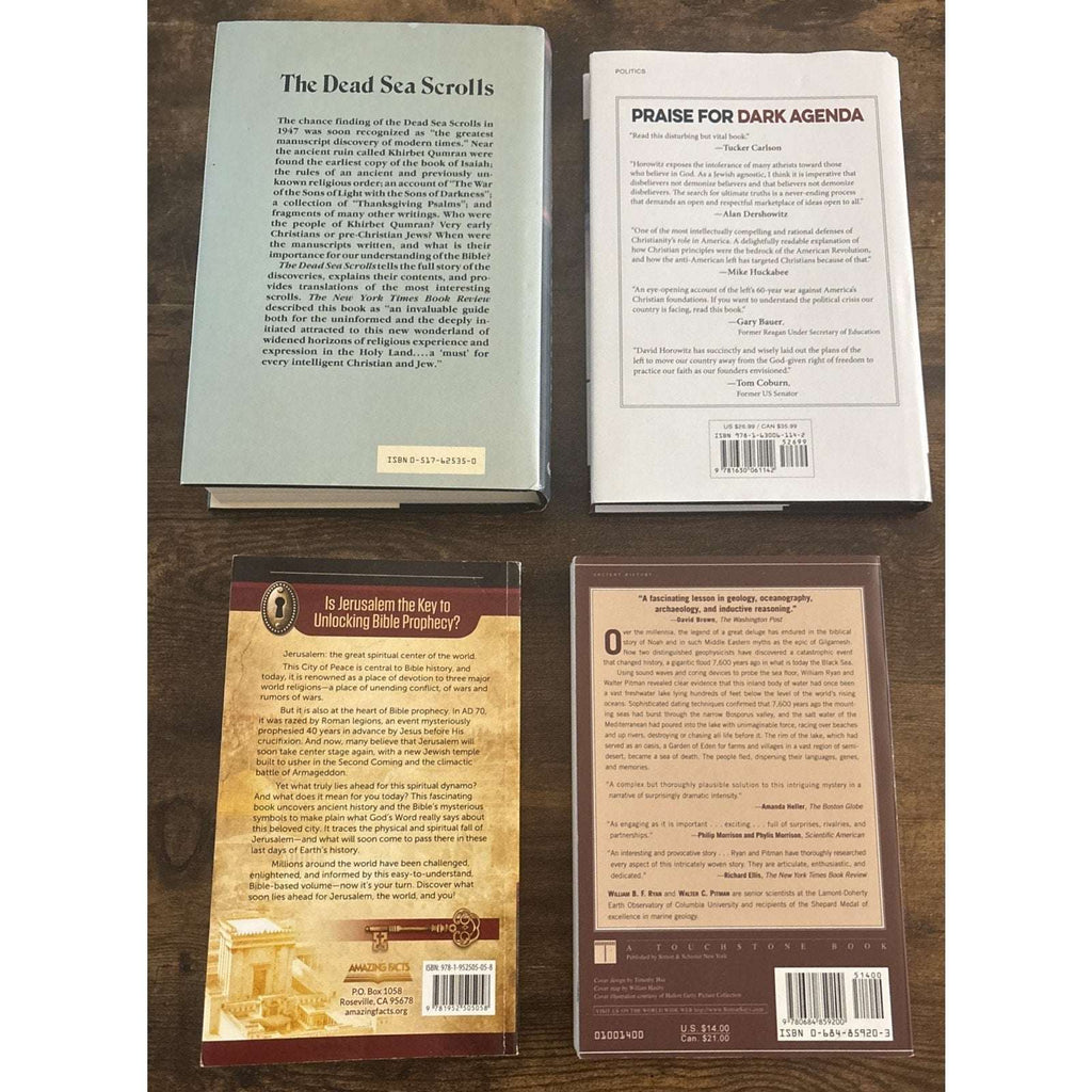 4 Books Dark Agenda, Noah's Flood, Dead Sea Scrolls & Fall & Rise of Jerusalem