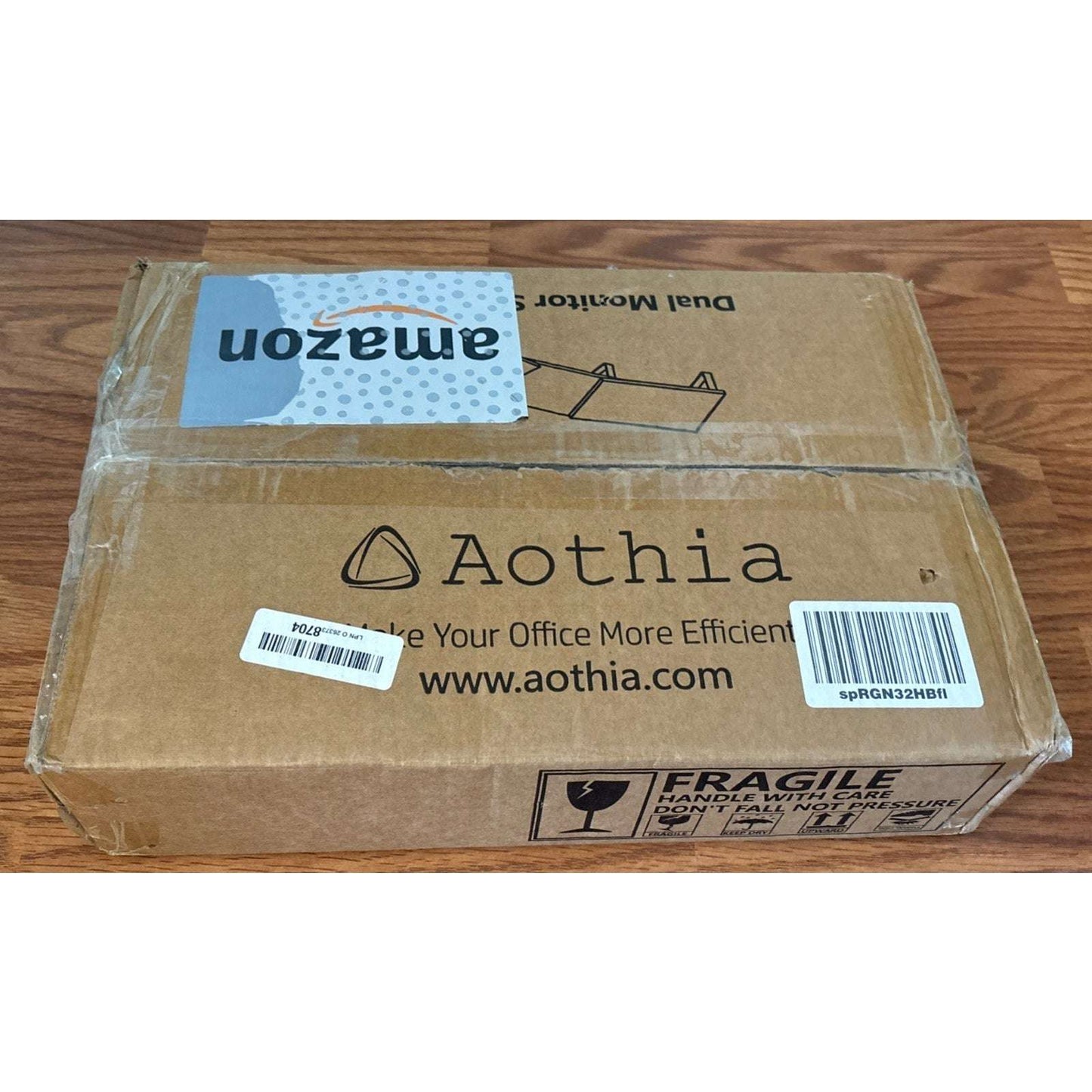 AOTHIA 43" Large Dual Monitor Stand for Desk Adjustable Riser for 2 Monitors Oak