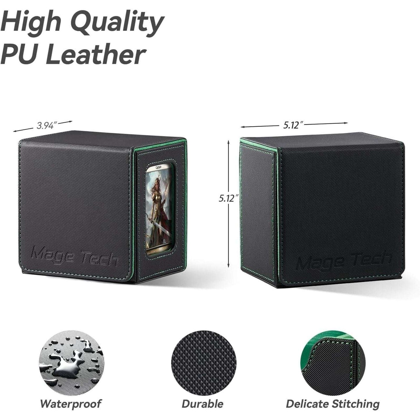 MTG Commander Card & Dice Storage Deck Box Fits 100 Double-Sleeved Waterproof