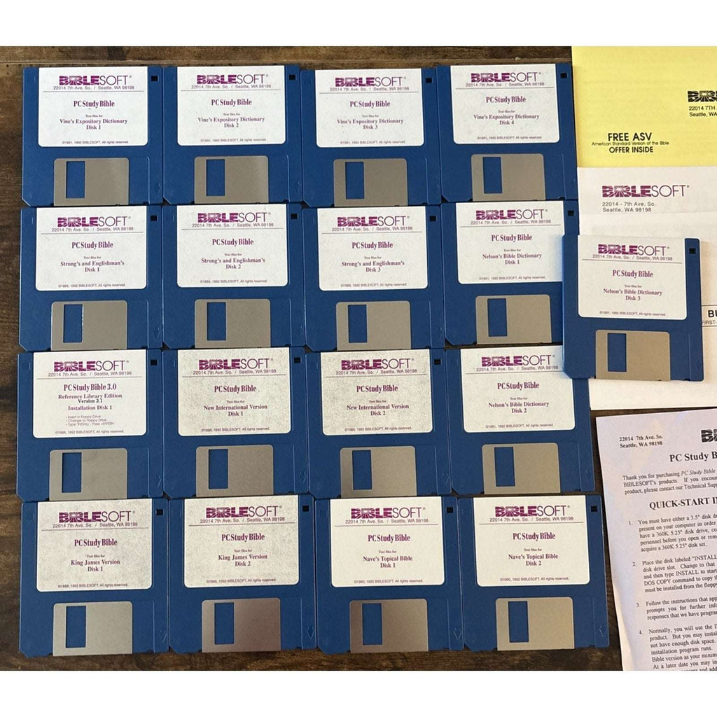 Biblesoft PC Study Bible New Reference Library 17 Floppy Disk Set KJV NIV Nelson