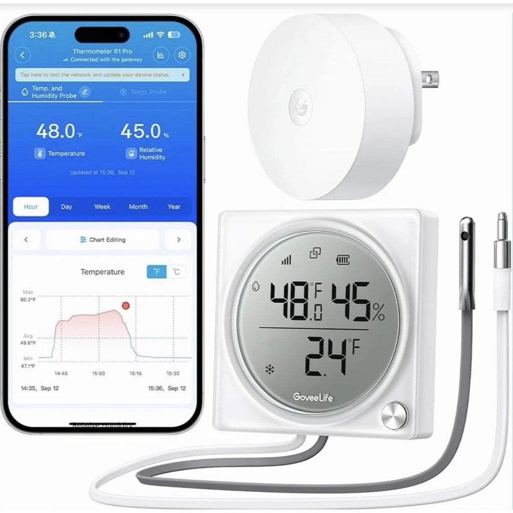 GoveeLife Smart Thermometer Fridge Freezer R1 Pro w/ Smart Gateway H5112 & H5044