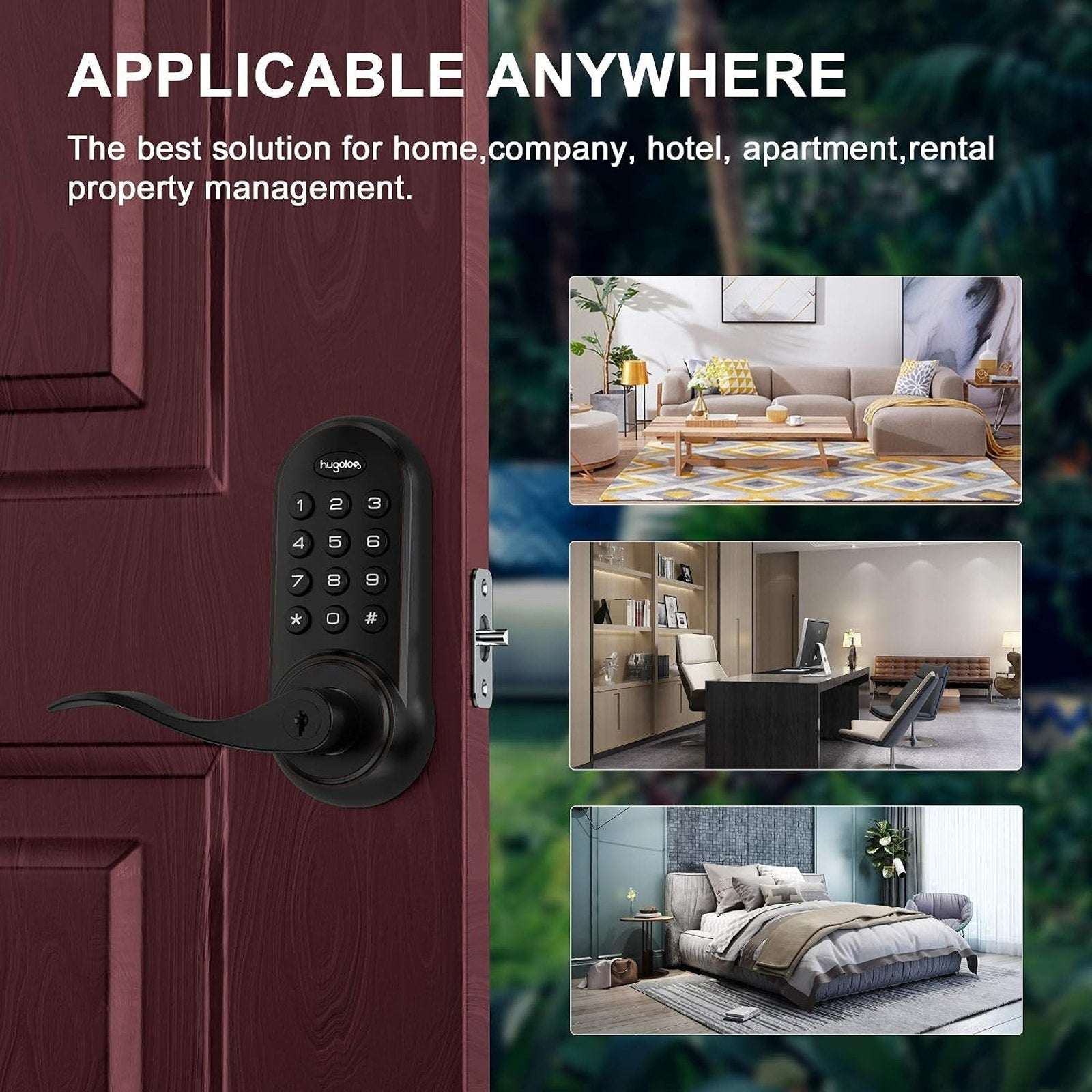 Hugolog Electronic Touchpad Digital Deadbolt Door Lock with Handle HU02 Black
