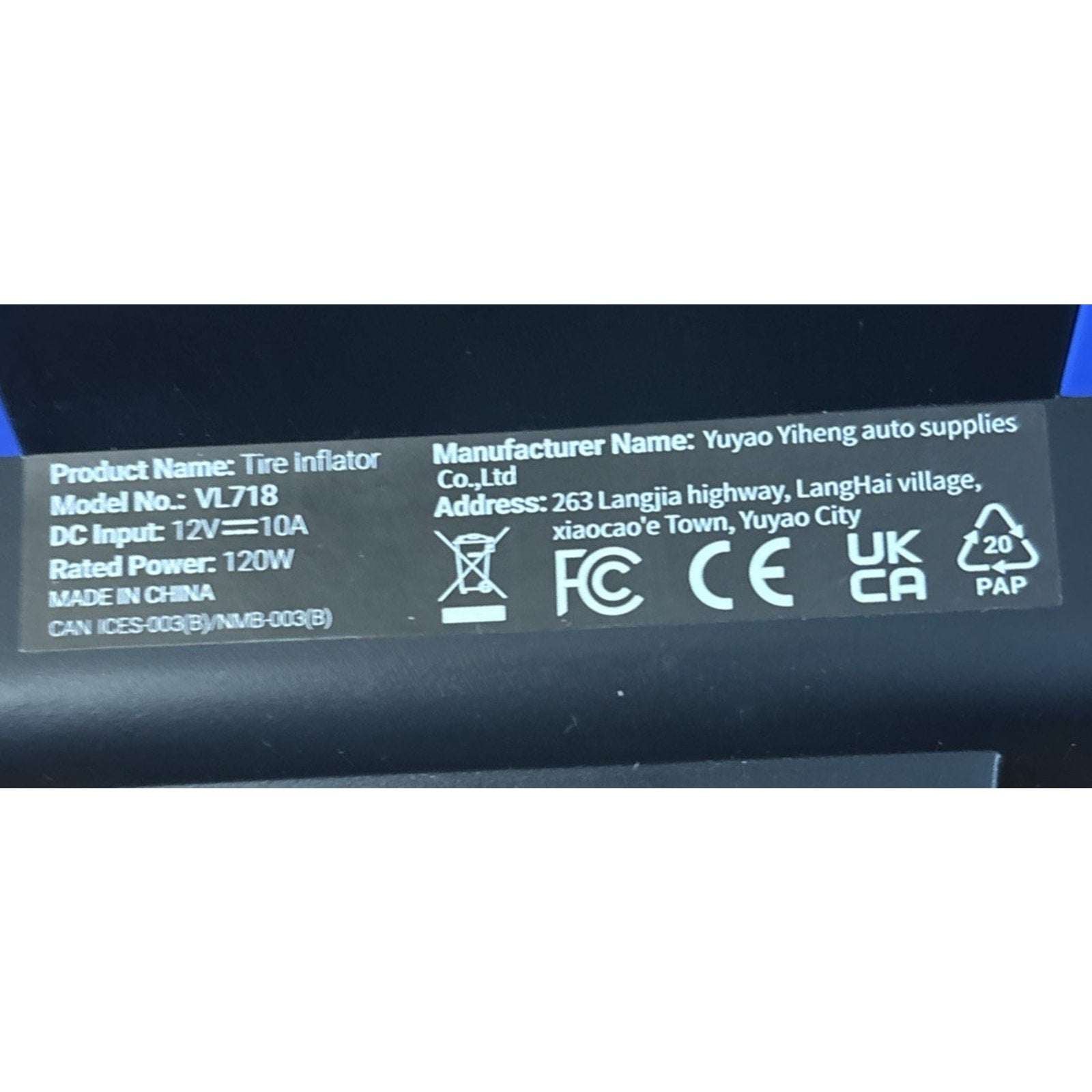 VacLife Air Compressor Tire Inflator w/ LED Light and Digital Display 12V DC