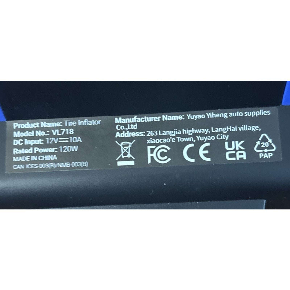 VacLife Air Compressor Tire Inflator w/ LED Light and Digital Display 12V DC