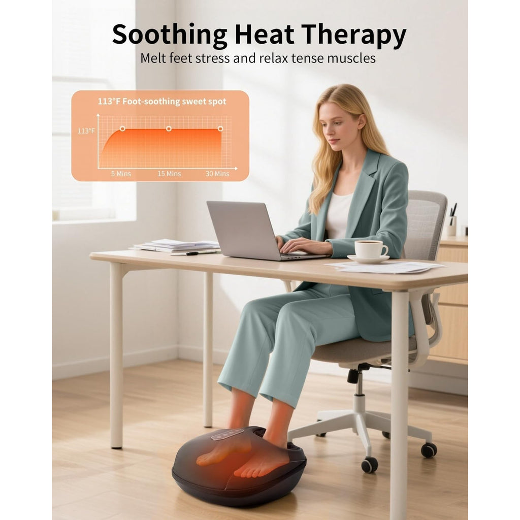 Shiatsu Foot Massager w/ Heat, Deep Kneading & Air Compression - 3 Modes, Memory