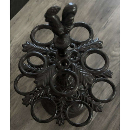 Sungmor Cast Iron 12 Eggs Holder Kitchen Tabletop Decor Rooster Design Rack