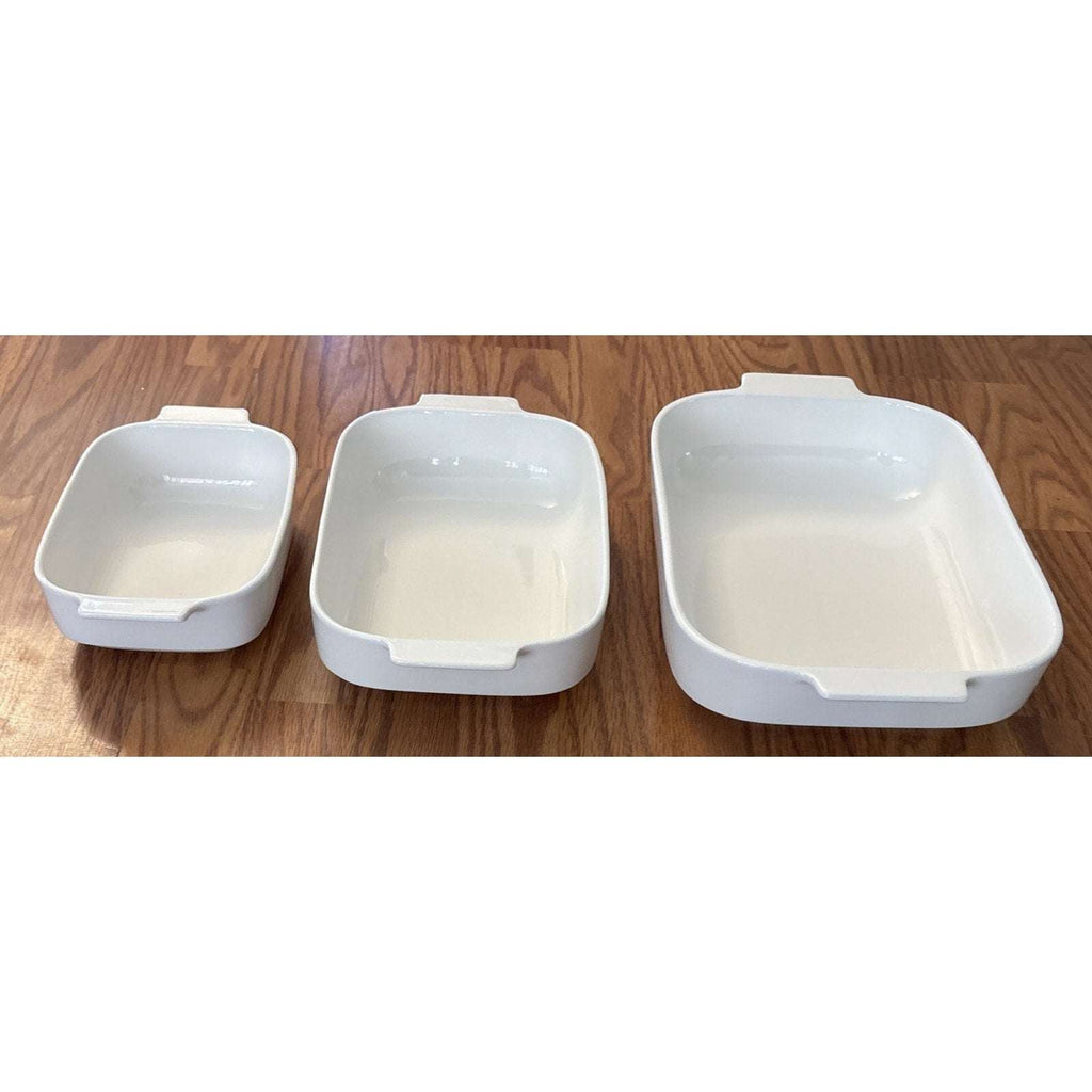 MALACASA 3PC Porcelain Casserole Baking Dish Set for Oven Ceramic Bakeware White