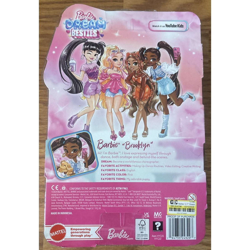 Barbie Dream Besties Barbie “Brooklyn” Fashion Doll YouTube Music Theme w/ Puppy