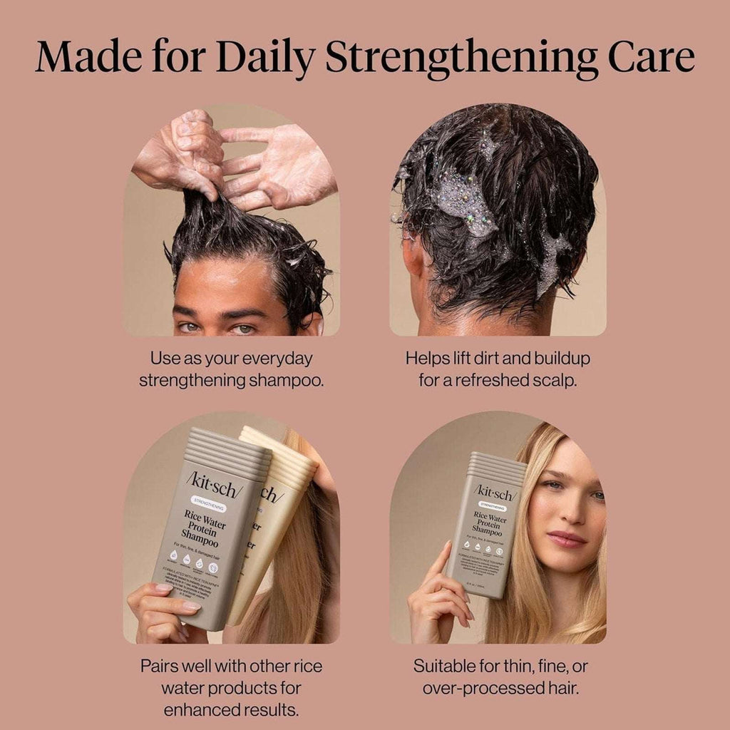 Kitsch Strengthening Rice Water Protein Shampoo Thin, Fine & Damaged Hair 12.3oz