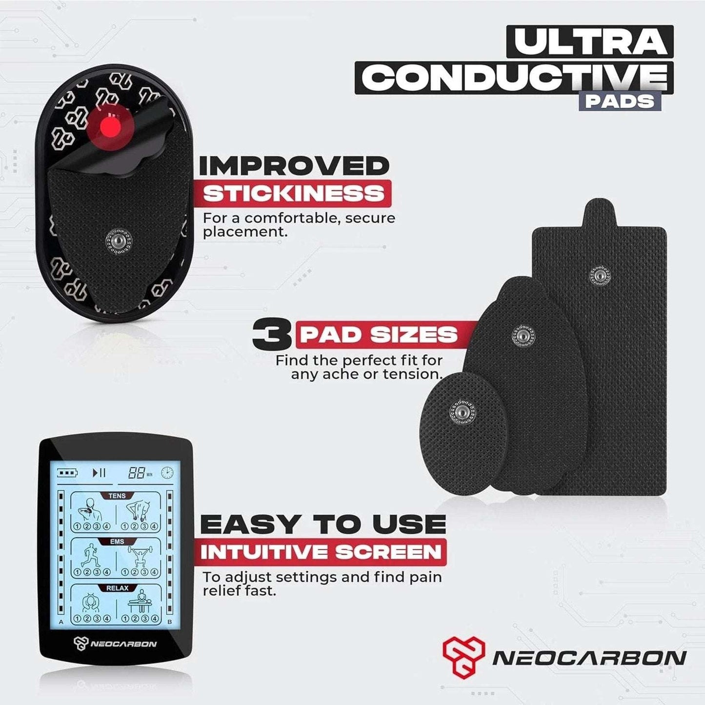 Neocarbon TENS Unit Electronic PMS Massager Machine Gray