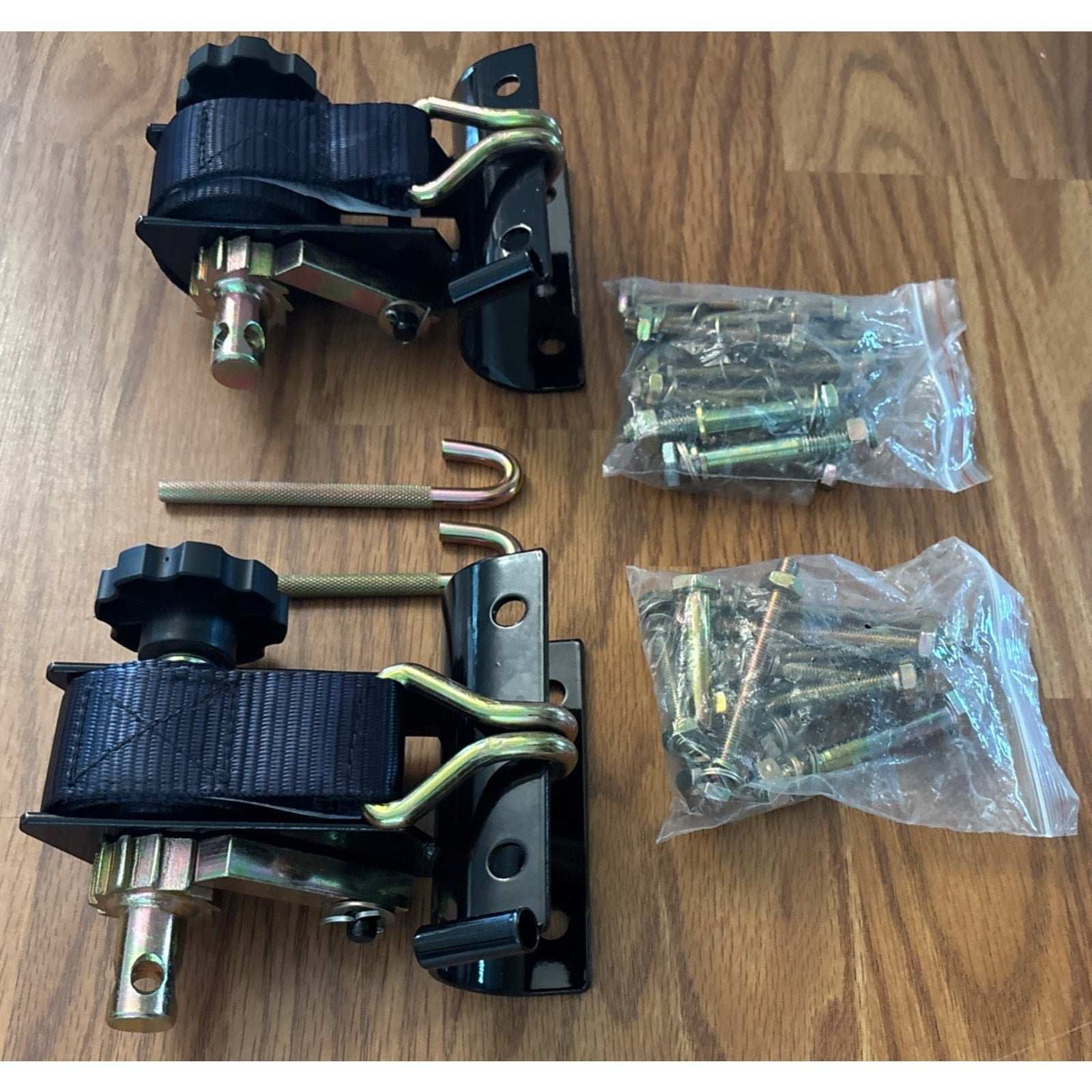 Ladder Rack Ratchet Straps w/ Double J-Hook 1.5" x 7.5' For 2" Round Tube Mount