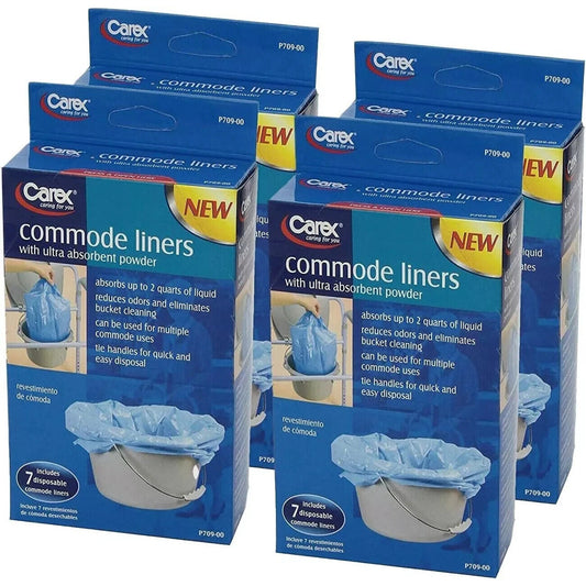 Carex Commode Liners Holds 2 Quarts Liquid, 4 Boxes with 7 in each, 28 Count