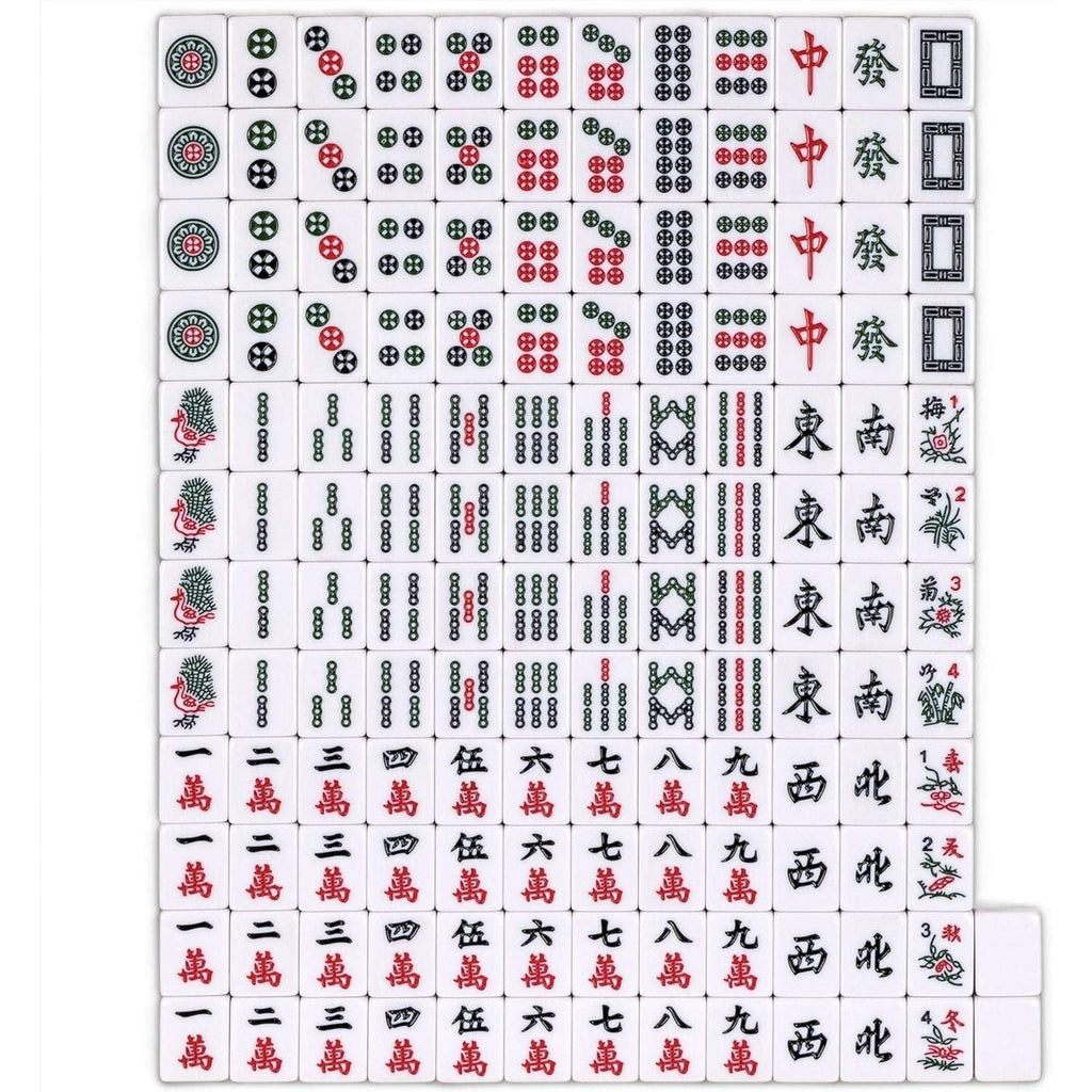 Yellow Mountain Rouge Heritage Chinese Mahjong Set, 146 Engraved Melamine Tiles